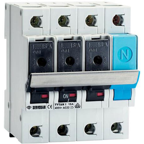 [3419700707] TYTAN I GRUPPEAFB 2-16A 3P+N - sikringsskuffer medfølger ikke