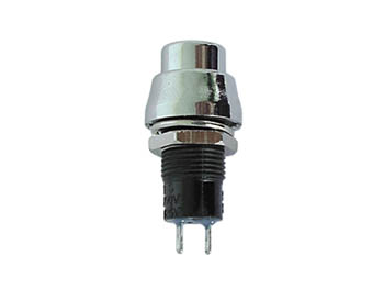 [H12494] Trykkontakt - Rund 1P SPST OFF-ON, Krom (Ø14,6mm)