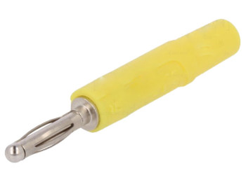 [H10189] Bananstik - 2mm, 60Vdc / 10A, nikkel, Gul
