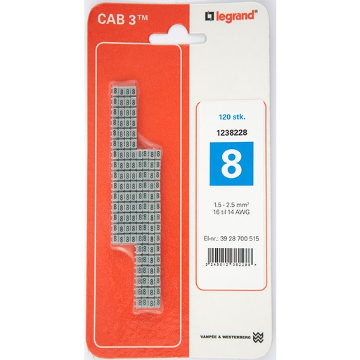 [3928700515] CAB3 Ledningsmærker 1,5-2,5 mm² (8)