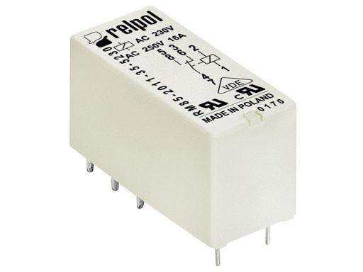 [H15976] Vertikalt relæ - 230VAC / 16A, 1 x skifte (SPDT)