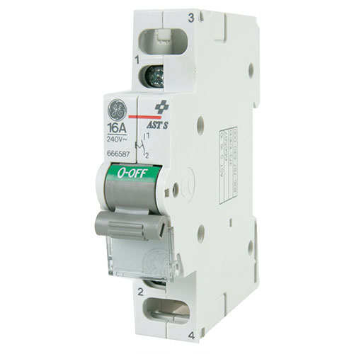 [4018665873] Afbryder 1P 16A 1 slutte 230V til dinskinne