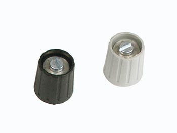 [H16723] Drejeknap til 4mm aksel, Ø15mm, Sort m. dæksel og pil