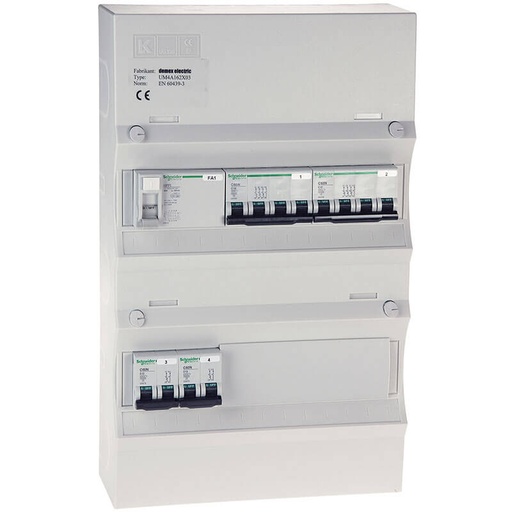 [4216021251] Færdigmonteret gruppetavle - HPFI - 2x13A 1P+N - 1x13A & 1x16A 3P+N - Grå