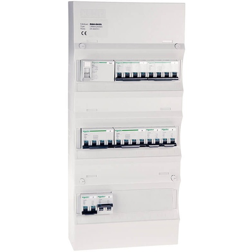 [4216021468] Færdigmonteret gruppetavle - HPFI - 4x13A 1P+N - 2x13A & 2x16A 3P+N - Hvid