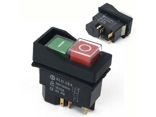 [H42574] Start/stop kontakt - 240V 16A, Rød/grøn 0-I, 5-ben (IP55)