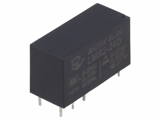 [H42230] Miniature relæ - 24VDC / 5A 2 x skifte (DPDT), 8-ben 5mm