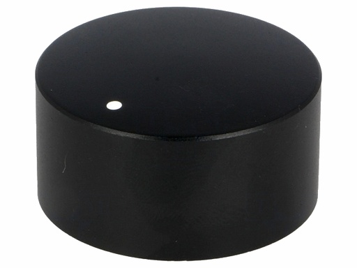 [H42030] Drejeknap til 6mm rillet aksel, Ø35, Sort  alu. m. hvid prik