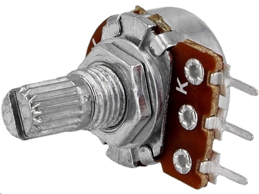 [H42066] Potmeter - 100kOhm mono lin., Ø6mm rillet metalaksel