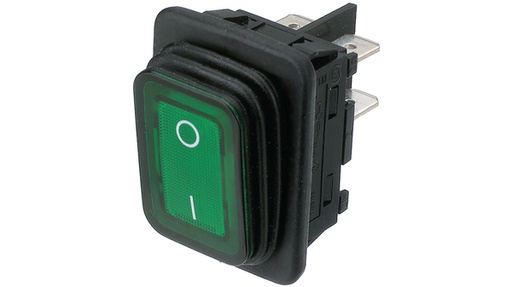 [H35625] Vippekontakt - 2P OFF-ON, 16A 250V, Grøn lys, IP65 (30,2x22)