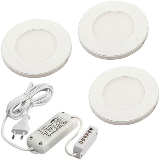 [451835] DIOSPOT LED inb.spot 3W sæt af 3 + driver 2700K hvid