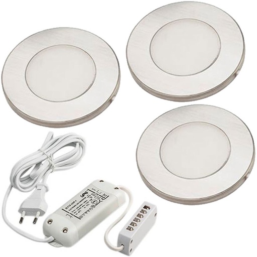 [451836] DIOSPOT LED inb.spot 3W sæt af 3 + driver 2700K børstet