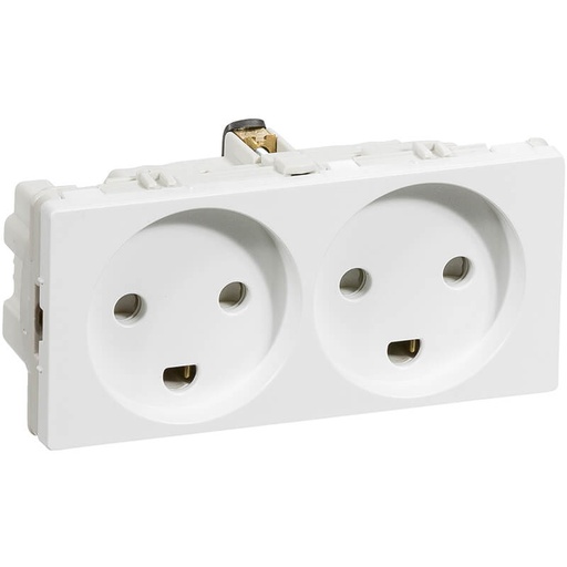 [1017043237] Fuga vandret stikkontakt med jord 2 modul 2-pol 2 tændinger - hvid