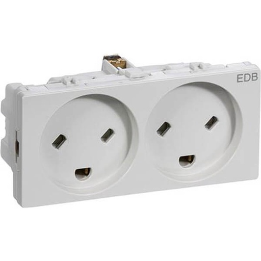 [1017043376] Stikkontakt EDB 2 modul 2-pol med jord lysegrå