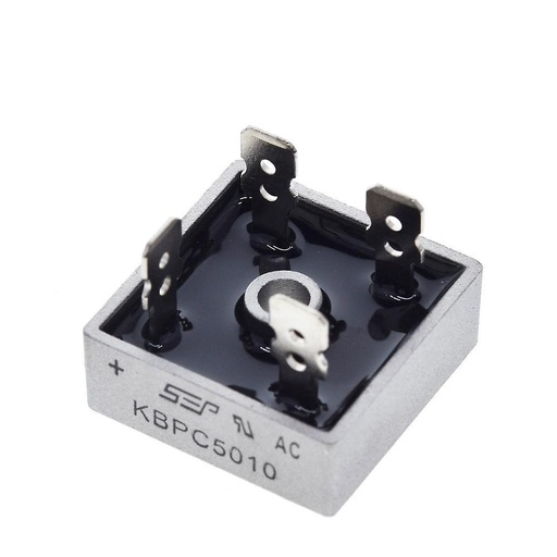 [H58855] Brokobling, enkelt-fase, 1000V 50A m. spadestik (KBPC5010)