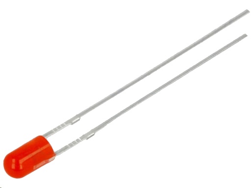 [H47854] 3mm LED - Rund, RØD diffus, u. flange (15mcd 30°)