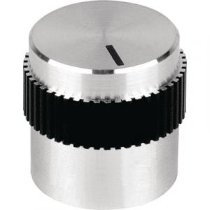[H49123] Drejeknap til 4mm aksel, Ø15,9x15mm,  Alu. m. sort streg