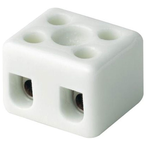 [5421510022] Kronemuffe porcelæn 2P 4mm² m. montagehul - 1 stk.