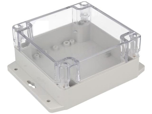 [H42207] Plastkabinet m. flanger - Klart låg, IP65 (120x120x60mm)