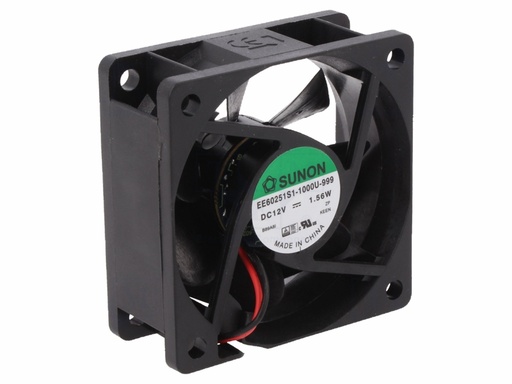 [H16424] DC blæser - 60x60x25mm 12Vdc / 1,62W, glideleje, 2 ledn.
