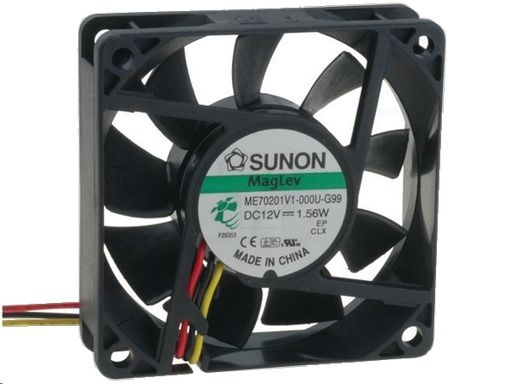 [H35544] DC blæser - 70x70x20mm 12Vdc, 1,56W, Vapo, 3 ledn. (F-type)