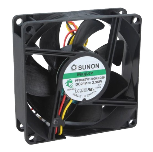 [H61844] DC blæser - 80x80x25mm 24Vdc 3,03W Vapo, 2 ledn.