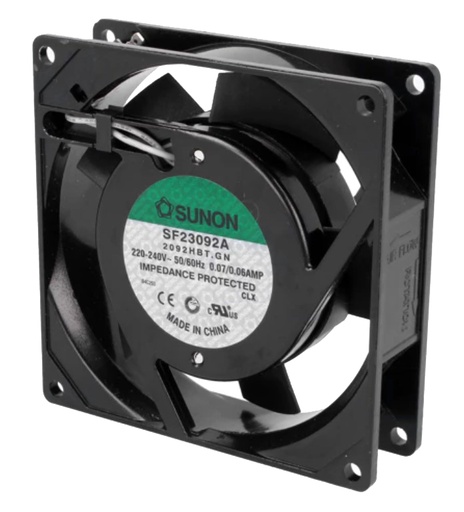 [H64004] AC blæser, 92x92x25mm 230V 14,5W m. kugleleje (2,8mm stik)