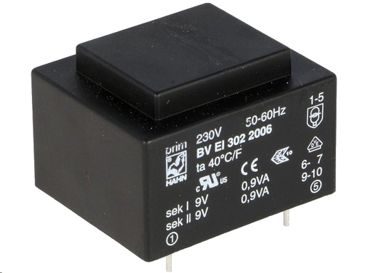 [H17356] 230V printtransformator - 1,8VA 2 x 9V / 2 x 100mA