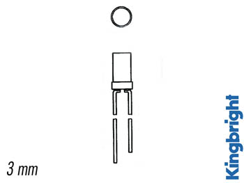 [H14634] 3mm LED - Flad top RØD diffus (12mcd 100°)