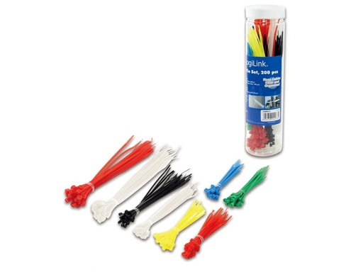 [H49292] Kabelstrips sortiment - Flere farver (200 stk.)
