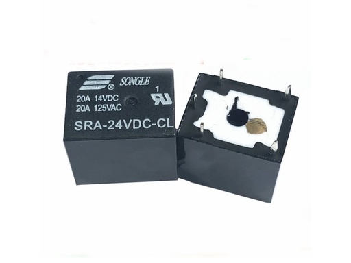 [H52129] Miniature relæ - 24VDC 20A, 1 x skifte (SPDT), 5-ben 2,5mm