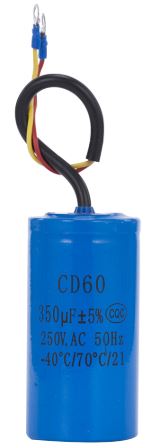 [H14011] MOTOR start kondensator - 350uF / 300Vac m. ledn. (CD60)