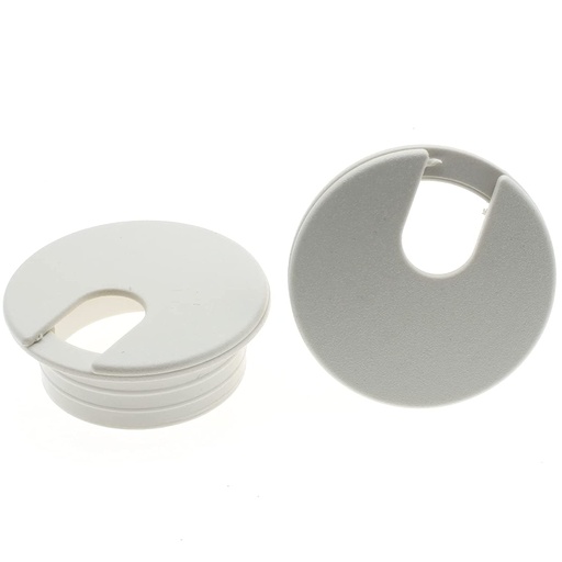 [H60315] Bord-kabelgennemføringsflange - Hvid plast, Ø35mm (2-delt)