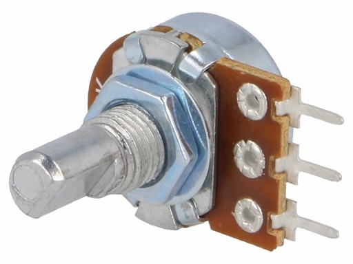 [H62078] Potmeter - 50kOhm mono lin., Ø6mm D-aksel, printben