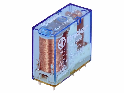 [H60550] Vertikalt relæ - 12VDC 16A, 1 x skifte (SPDT), 8-ben 5mm