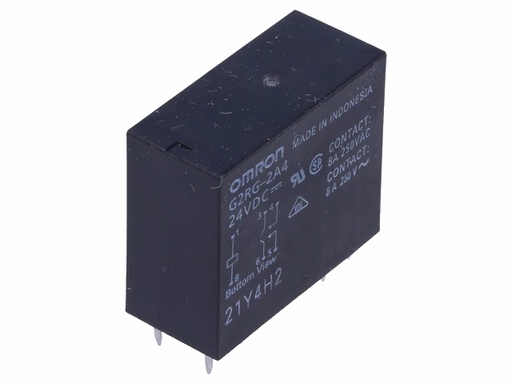 [H61070] Miniature relæ - 24VDC 8A, 2 x slutte (DPST-NO), 6-ben 5mm