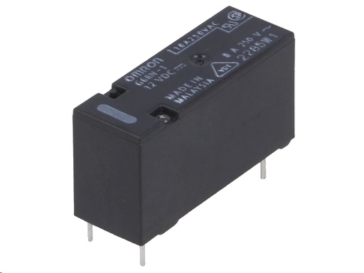 [H40147] Vertikalt relæ - 12Vdc, 8A, 1 x skifte (3,2mm benafst.)