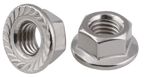 [H54678] Møtrik m. flange - M5, Forzinket stål, H=5mm (50 stk.)