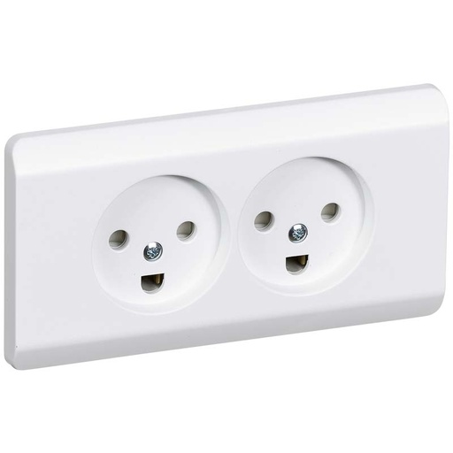 [1017046496] Opus 66 stikkontakt med jord 2-pol 2 tænding - hvid