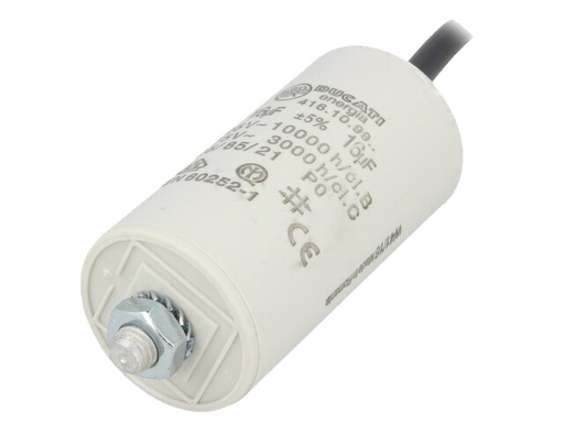 [H60500] MOTOR kondensator - 16uF / 475V, Ledning