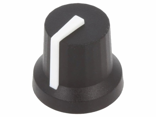 [H64008] Drejeknap til 6mm D-aksel, Ø16,8x14,5mm, Sort m. hvid streg