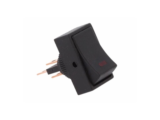 [H58180] Vippekontakt - 1P OFF-ON, 12VDC/25A, Sort m. rød LED