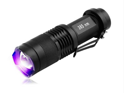 [H38271] UV LED lommelygte + 3,6W CREE LED (365nm)