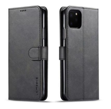 [H23104] Læder flipcover m. kortholder - Til iPhone 11 ProMax, Sort