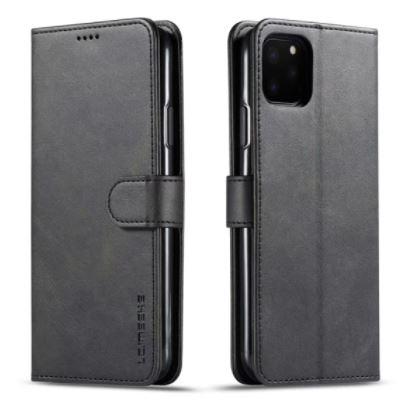 [H23116] Læder flipcover m. kortholder - Til iPhone 12 /12 Pro, Sort