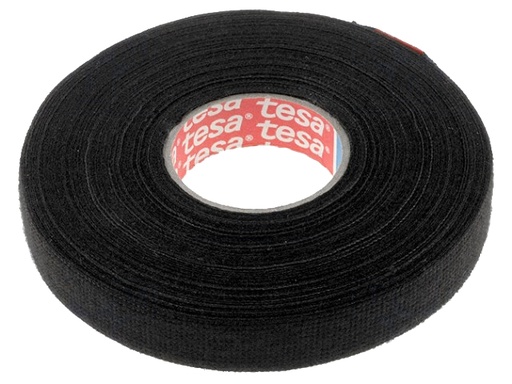 [H56363] Lærredstape - 15mm bred / 300µm, Sort (25m)
