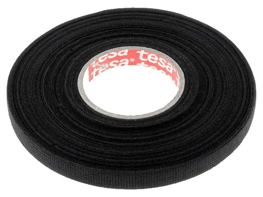 [H56398] Lærredstape - 9mm bred / 300µm, Sort (25m)