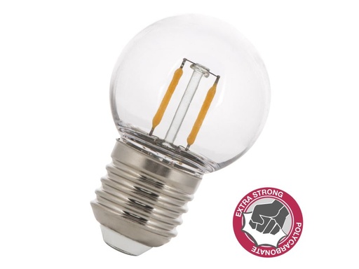 [H57670] G45 LED Filament Safe - 4W, E27 Klar slagfast, 2700K
