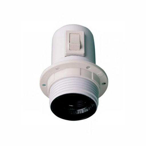 [H32296] Kronefatning - E27, 10mm gevind, m. afbryder, Hvid