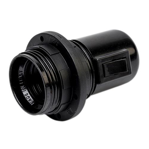 [H42210] Kronefatning m/afbryder E27 inkl. ring sort